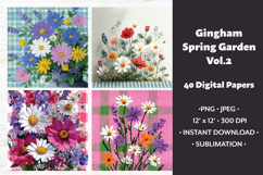 Gingham Spring Garden Digital Paper Vol.2, 40 PNG &amp; JPEG Product Image 1