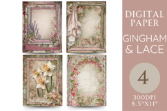 Spring Gingham and Lace Paper with Daffodils and Ruffles Product Image 1