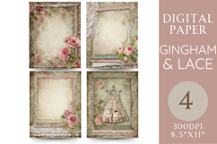 Gingham Lace Paper with Dress, Buttons, Lace and Florals Product Image 1