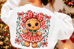 Gingham Gingerbread Girl Christmas PNG Product Image 2