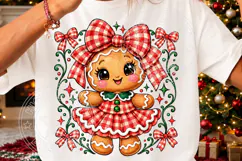 Gingham Gingerbread Girl Christmas PNG Product Image 3