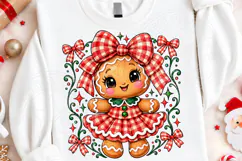 Gingham Gingerbread Girl Christmas PNG Product Image 4