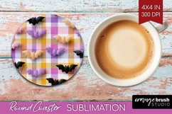 Gingram Halloween Round Coaster - Spooky Cute Coaster PNG Product Image 1