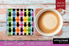 Gingram Halloween Square Coaster - Spooky Cute Coaster PNG Product Image 1