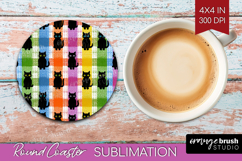 Gingram Halloween Round Coaster - Spooky Cute Coaster PNG Product Image 1