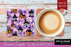 Gingram Halloween Square Coaster - Spooky Cute Coaster PNG Product Image 1