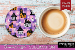 Gingram Halloween Round Coaster - Spooky Cute Coaster PNG Product Image 1