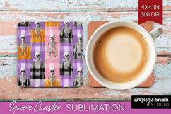 Gingram Halloween Square Coaster - Spooky Cute Coaster PNG Product Image 1