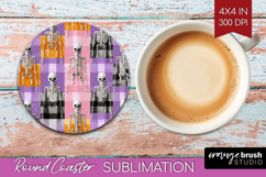 Gingram Halloween Round Coaster - Spooky Cute Coaster PNG Product Image 1