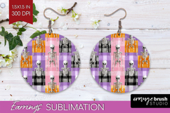 Gingram Halloween Round Earrings - Spooky Cute PNG Product Image 1