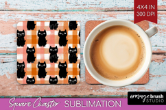 Gingram Halloween Square Coaster - Spooky Cute Coaster PNG Product Image 1