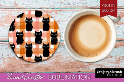 Gingram Halloween Round Coaster - Spooky Cute Coaster PNG Product Image 1