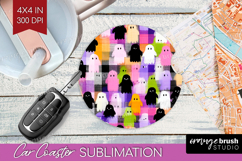 Gingram Halloween Car Coaster - Spooky Cute Coaster PNG Product Image 1