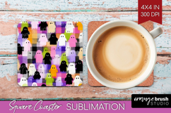 Gingram Halloween Square Coaster - Spooky Cute Coaster PNG Product Image 1