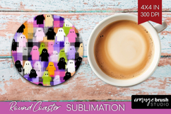 Gingram Halloween Round Coaster - Spooky Cute Coaster PNG Product Image 1