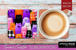 Gingram Halloween Square Coaster - Spooky Cute Coaster PNG Product Image 1