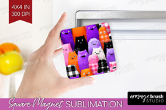 Gingram Halloween Magnet Sublimation - Spooky Cute Square Product Image 1