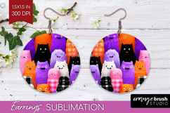 Gingram Halloween Round Earrings - Spooky Cute PNG Product Image 1