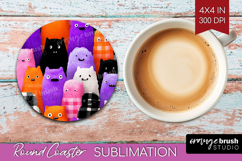 Gingram Halloween Round Coaster - Spooky Cute Coaster PNG Product Image 1