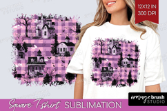 Gingram Halloween Square Tshirt Background - Spooky Cute PNG Product Image 1