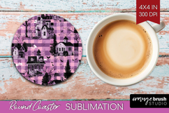 Gingram Halloween Round Coaster - Spooky Cute Coaster PNG Product Image 1