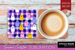 Gingram Halloween Square Coaster - Spooky Cute Coaster PNG Product Image 1