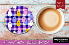 Gingram Halloween Round Coaster - Spooky Cute Coaster PNG Product Image 1