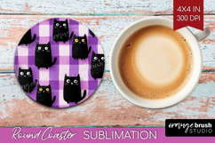 Gingram Halloween Round Coaster - Spooky Cute Coaster PNG Product Image 1