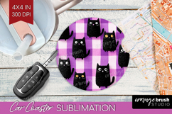 Gingram Halloween Car Coaster - Spooky Cute Coaster PNG Product Image 1