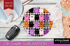 Gingram Halloween Car Coaster - Spooky Cute Coaster PNG Product Image 1