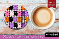 Gingram Halloween Round Coaster - Spooky Cute Coaster PNG Product Image 1