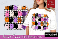 Gingram Halloween Square Tshirt Background - Spooky Cute PNG Product Image 1