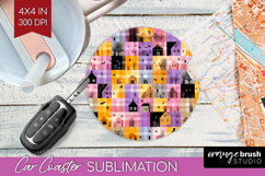 Gingram Halloween Car Coaster - Spooky Cute Coaster PNG Product Image 1