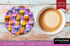 Gingram Halloween Round Coaster - Spooky Cute Coaster PNG Product Image 1