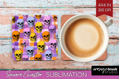 Gingram Halloween Square Coaster - Spooky Cute Coaster PNG Product Image 1