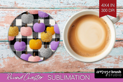 Gingram Halloween Round Coaster - Spooky Cute Coaster PNG Product Image 1