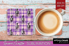 Gingram Halloween Square Coaster - Spooky Cute Coaster PNG Product Image 1