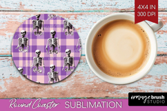 Gingram Halloween Round Coaster - Spooky Cute Coaster PNG Product Image 1