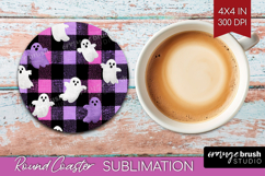 Gingram Halloween Round Coaster - Spooky Cute Coaster PNG Product Image 1
