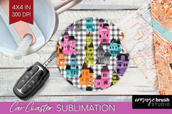 Gingram Halloween Car Coaster - Spooky Cute Coaster PNG Product Image 1