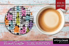 Gingram Halloween Round Coaster - Spooky Cute Coaster PNG Product Image 1