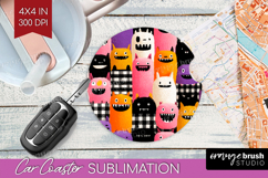 Gingram Halloween Car Coaster - Spooky Cute Coaster PNG Product Image 1