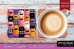 Gingram Halloween Square Coaster - Spooky Cute Coaster PNG Product Image 1