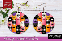 Gingram Halloween Round Earrings - Spooky Cute PNG Product Image 1