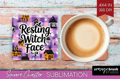 Sarcastic Quote Square Coaster - Halloween Coaster PNG Product Image 1