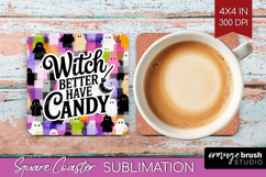 Sarcastic Quote Square Coaster - Halloween Coaster PNG Product Image 1