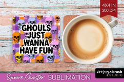 Sarcastic Quote Square Coaster - Halloween Coaster PNG Product Image 1