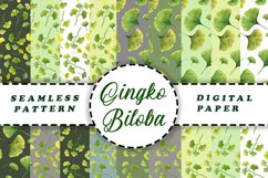 Gingko biloba leaves Digital Paper Tropical seamless pattern Product Image 1