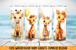 Watercolor Giraffe Tumbler Wrap|PNG Sublimation. Product Image 1