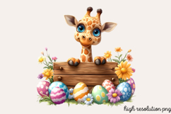 Peeking Easter Day Animals Clipart PNG Product Image 1